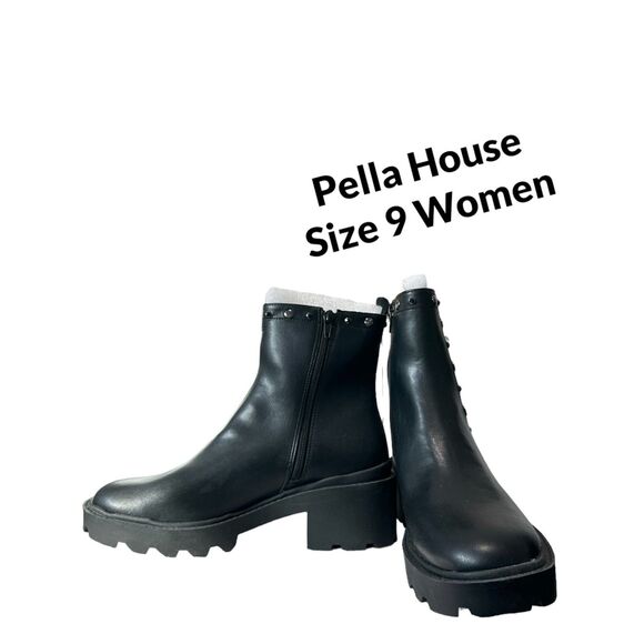 NEW Women’s Time and Tru Chelsea Embellished Chunky Boots Black Size 9 - Picture 2 of 8